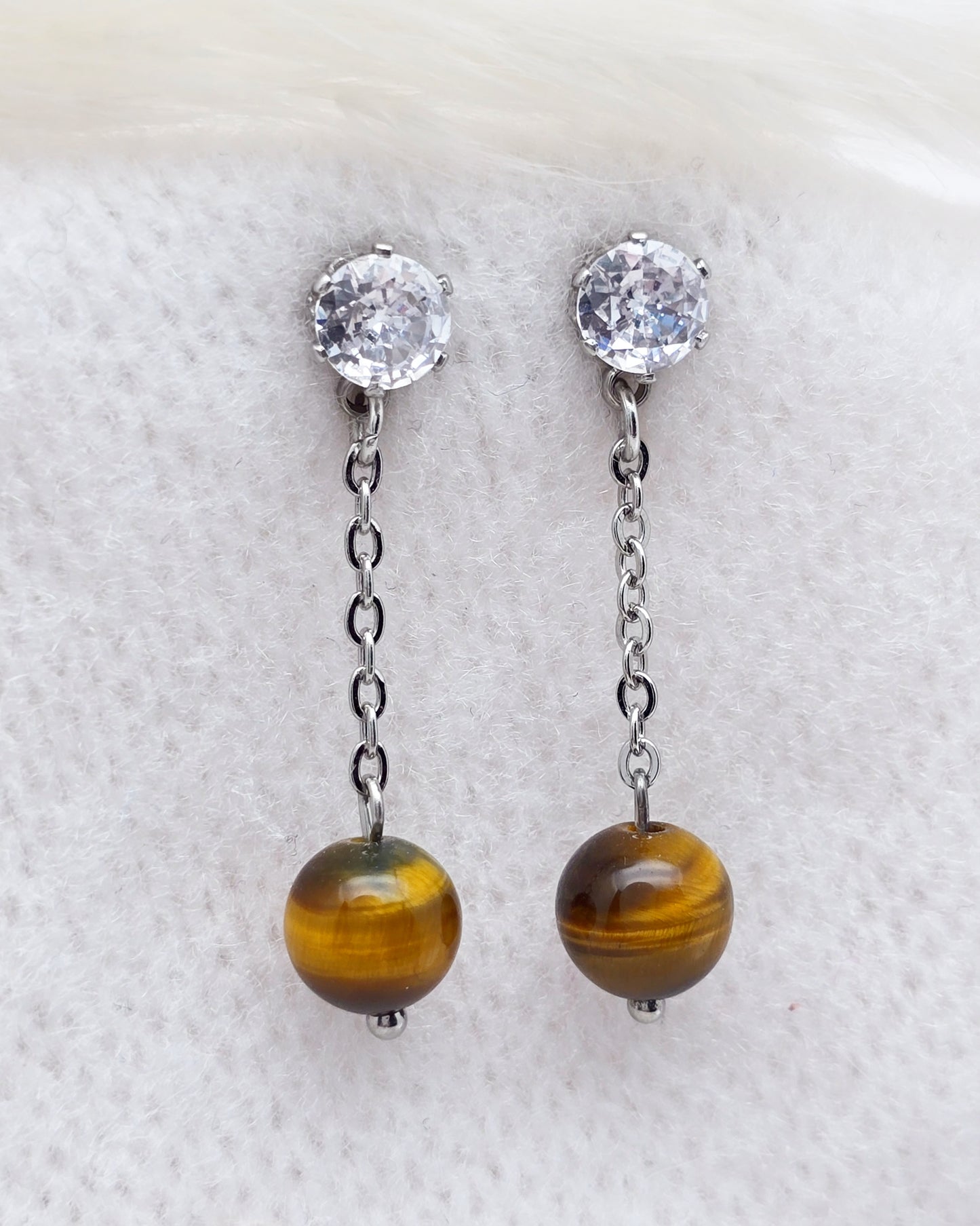 Boucles d'oreilles ALEXANDRA ~ 6 pierres disponibles 🌷 doré/argenté