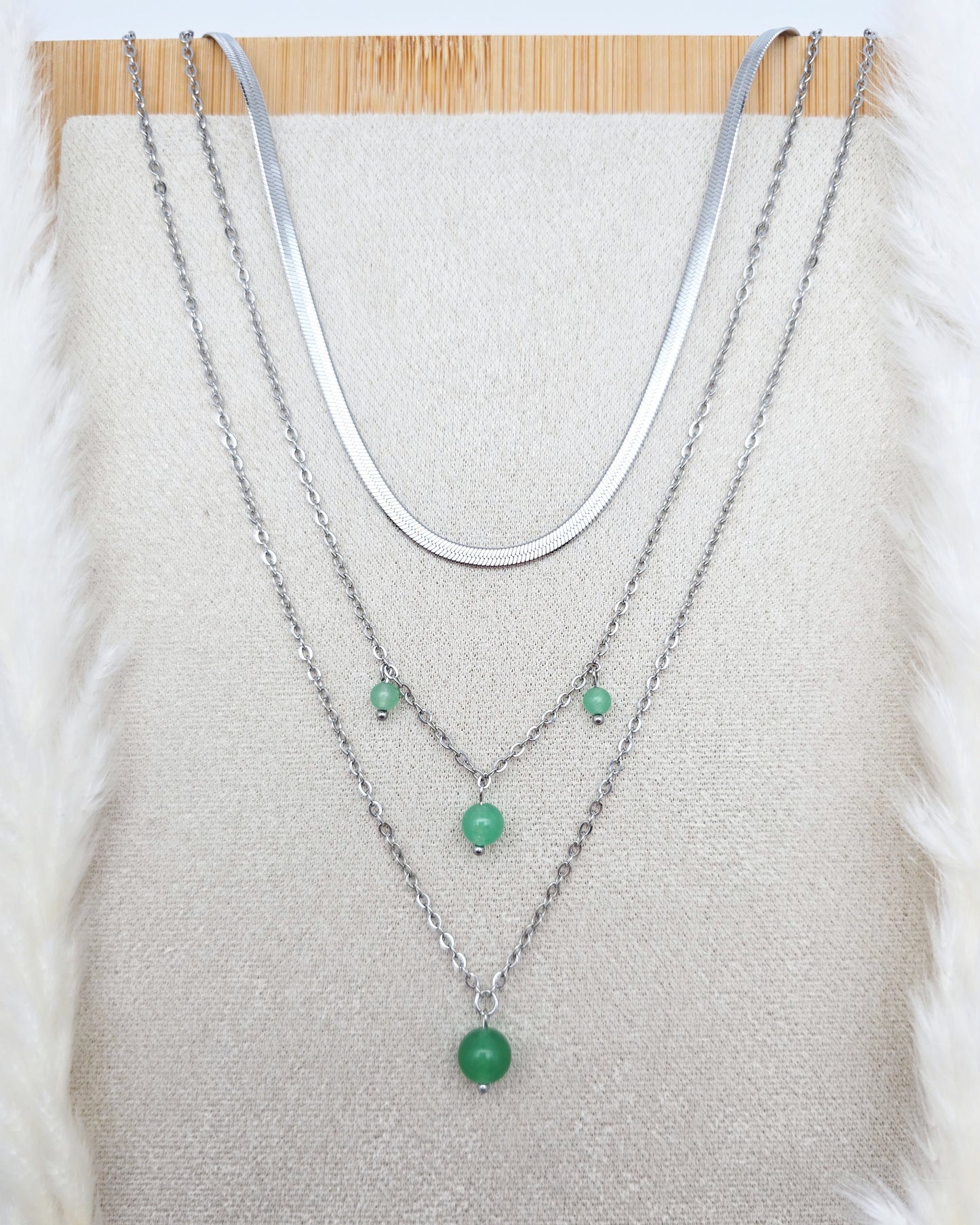 Collier DANAÉ ~ 3 pierres disponibles 🌷 doré/argenté