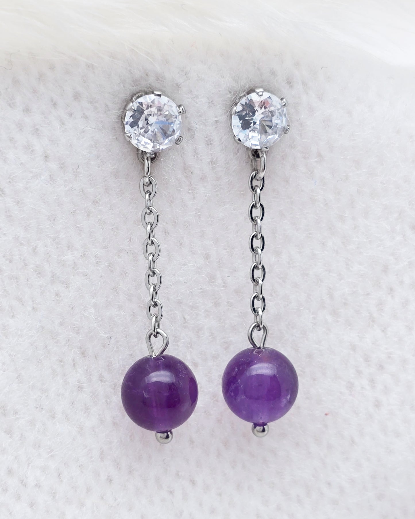 Boucles d'oreilles ALEXANDRA ~ 6 pierres disponibles 🌷 doré/argenté