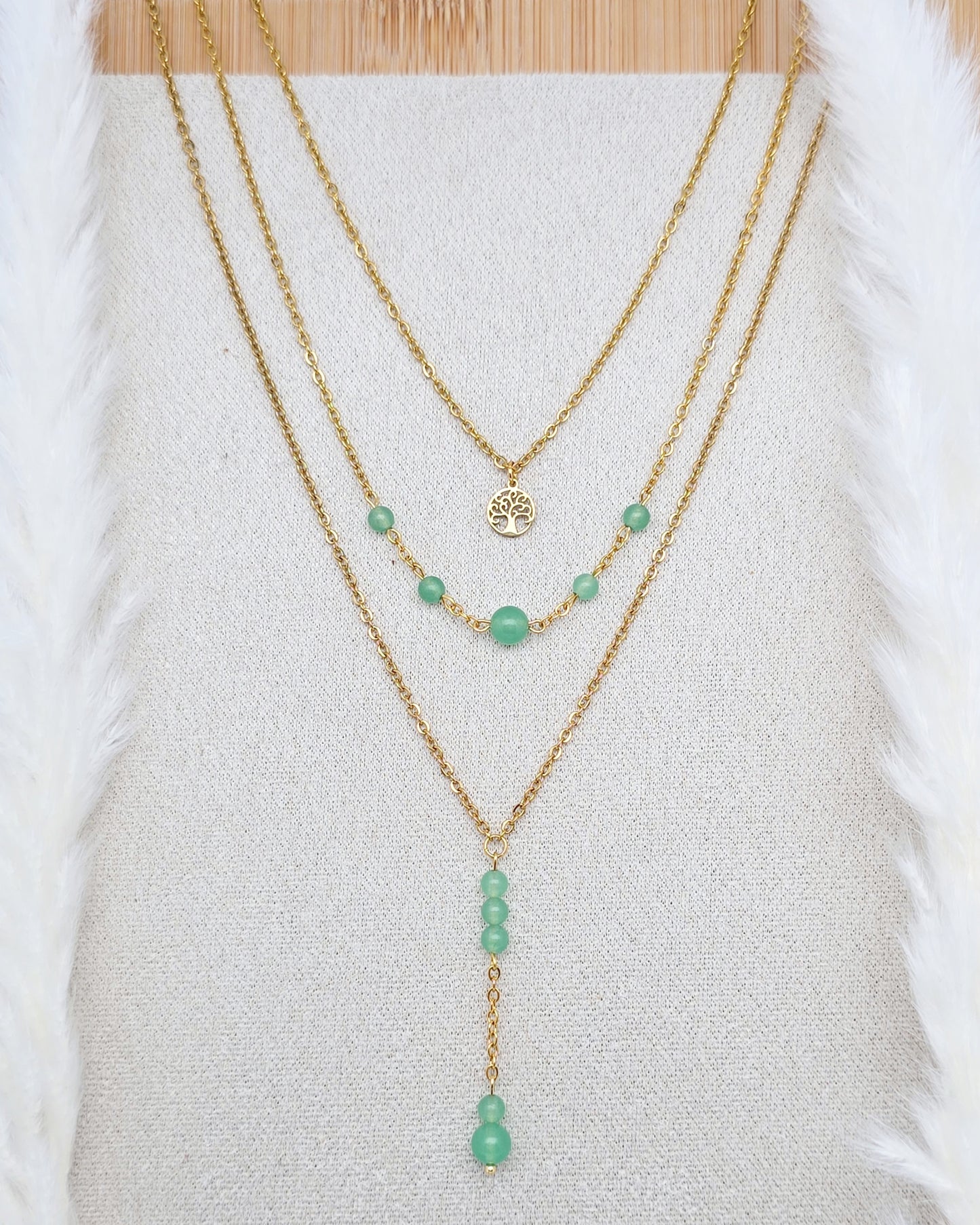 Collier CALLYOPE ~ 5 pierres disponibles 🌷 doré/argenté