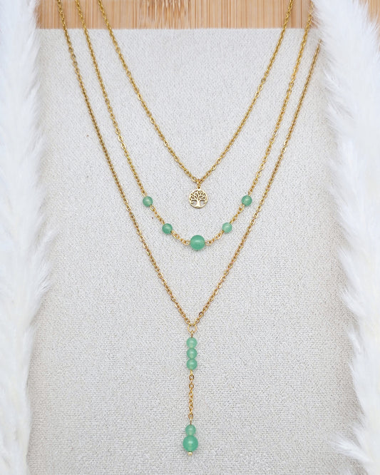 Collier CALLYOPE ~ 5 pierres disponibles 🌷 doré/argenté