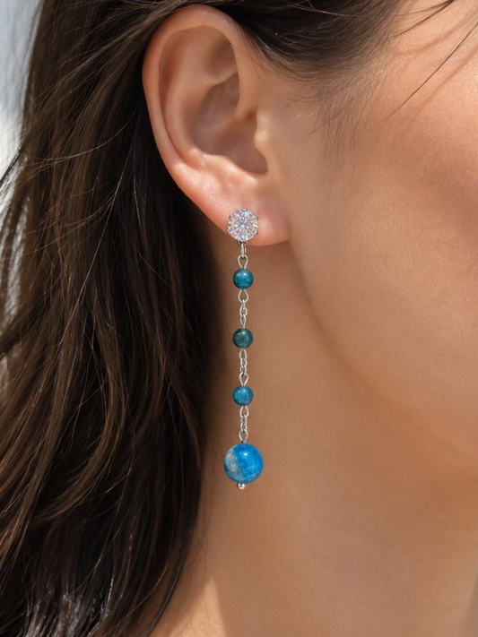 Boucles d'oreilles EURYDICE ~ 6 pierres disponibles 🌷 doré/argenté