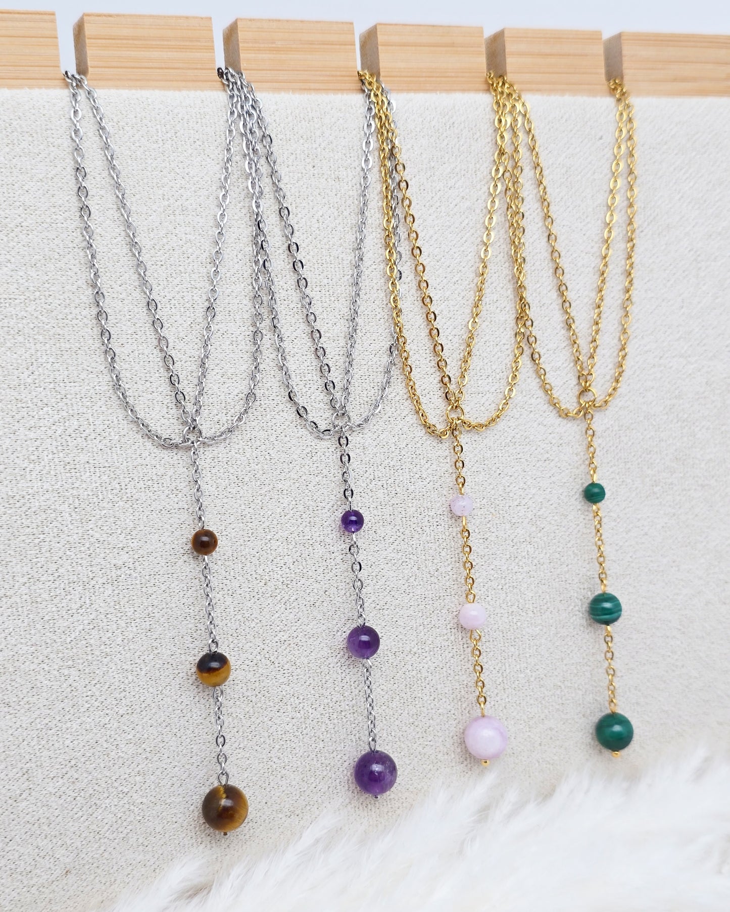 Collier GAÏA ~ 5 pierres disponibles 🌷 doré/argenté ,