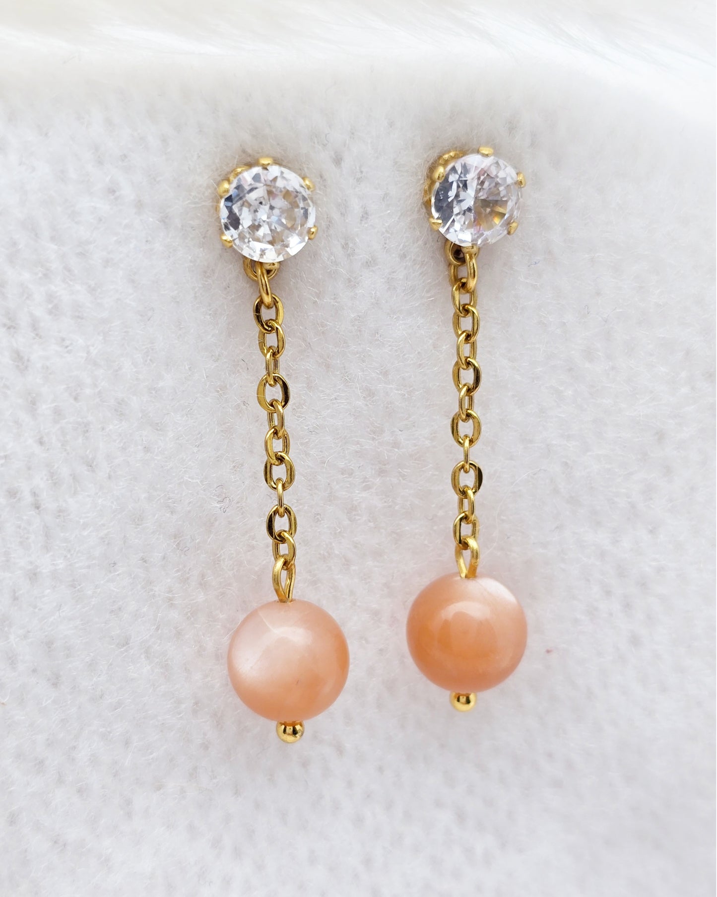 Boucles d'oreilles ALEXANDRA ~ 6 pierres disponibles 🌷 doré/argenté