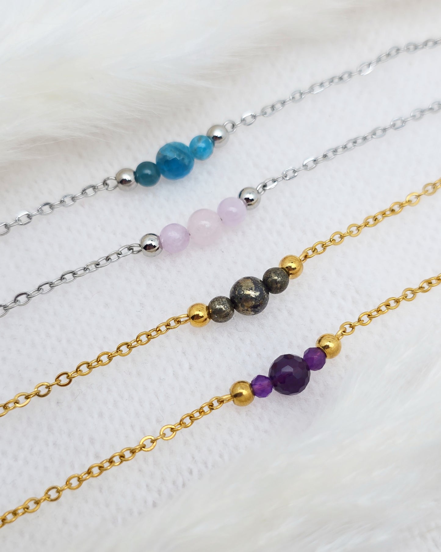 Bracelet CIRCÉ ~ 6 pierres disponibles 🌷 doré/argenté