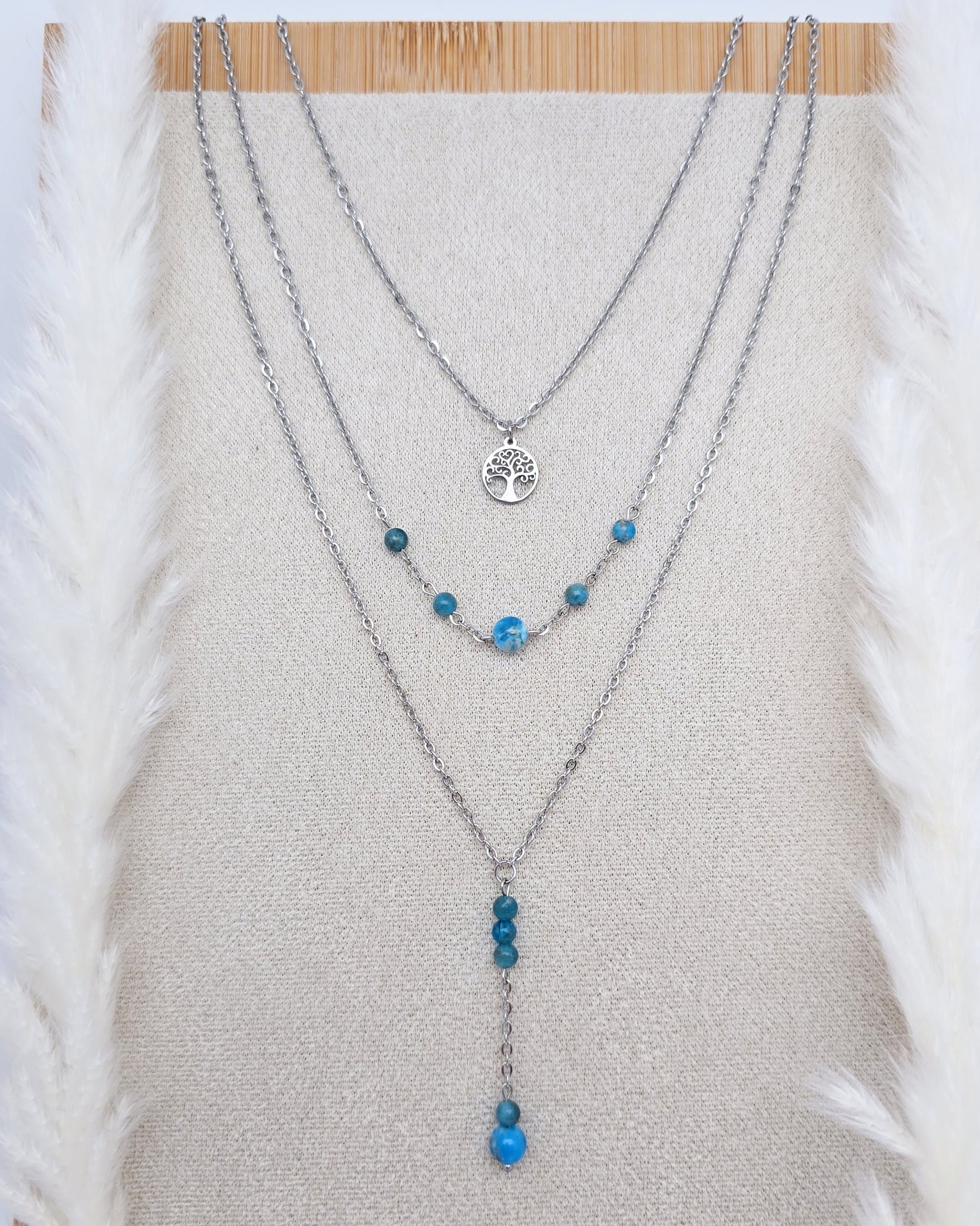 Collier CALLYOPE ~ 5 pierres disponibles 🌷 doré/argenté