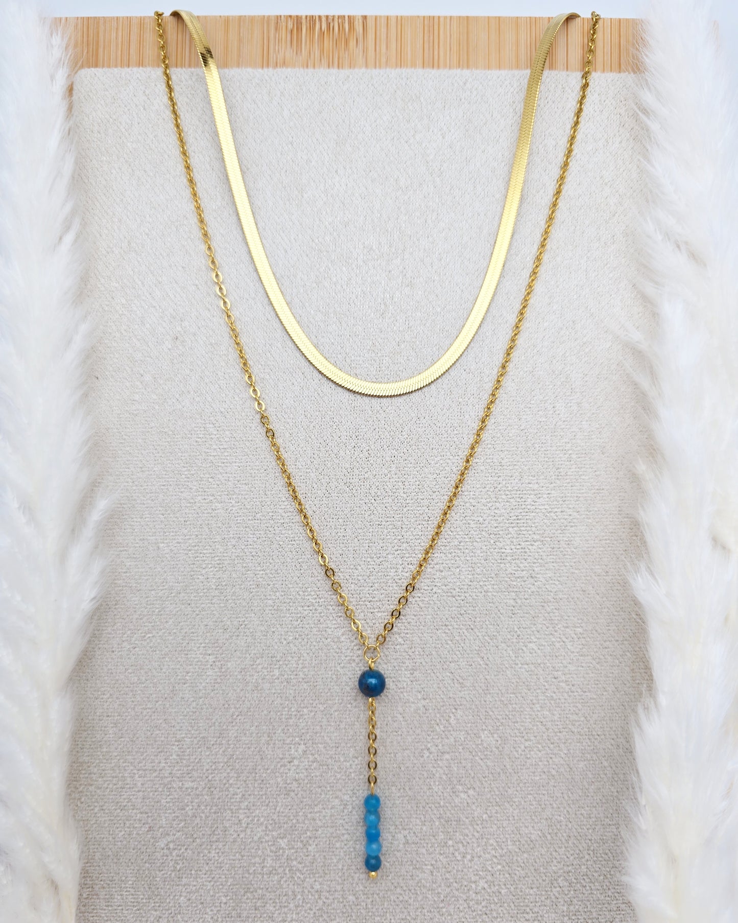 Collier DAPHNÉ ~ 3 pierres disponibles 🌷 doré/argenté