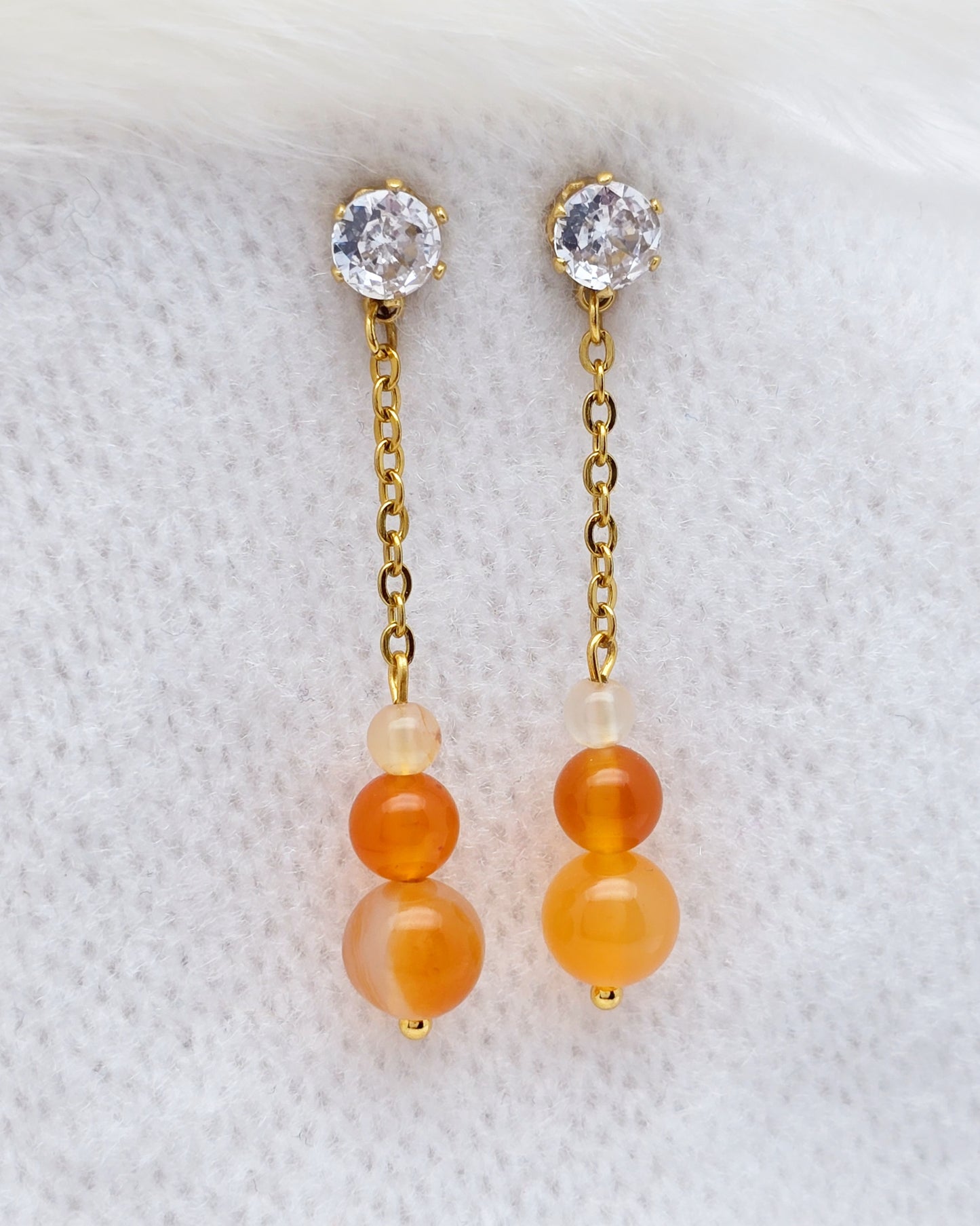 Boucles d'oreilles DÉLIA ~ 3 pierres disponibles 🌷 doré/argenté