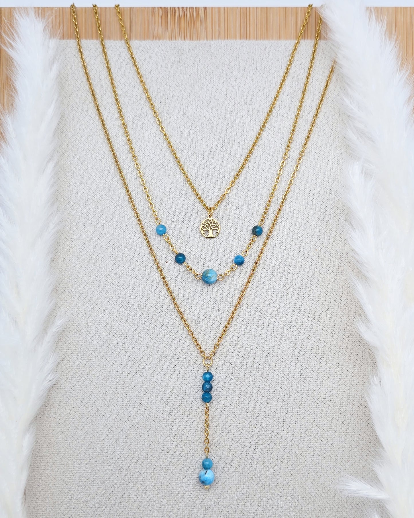 Collier CALLYOPE ~ 5 pierres disponibles 🌷 doré/argenté