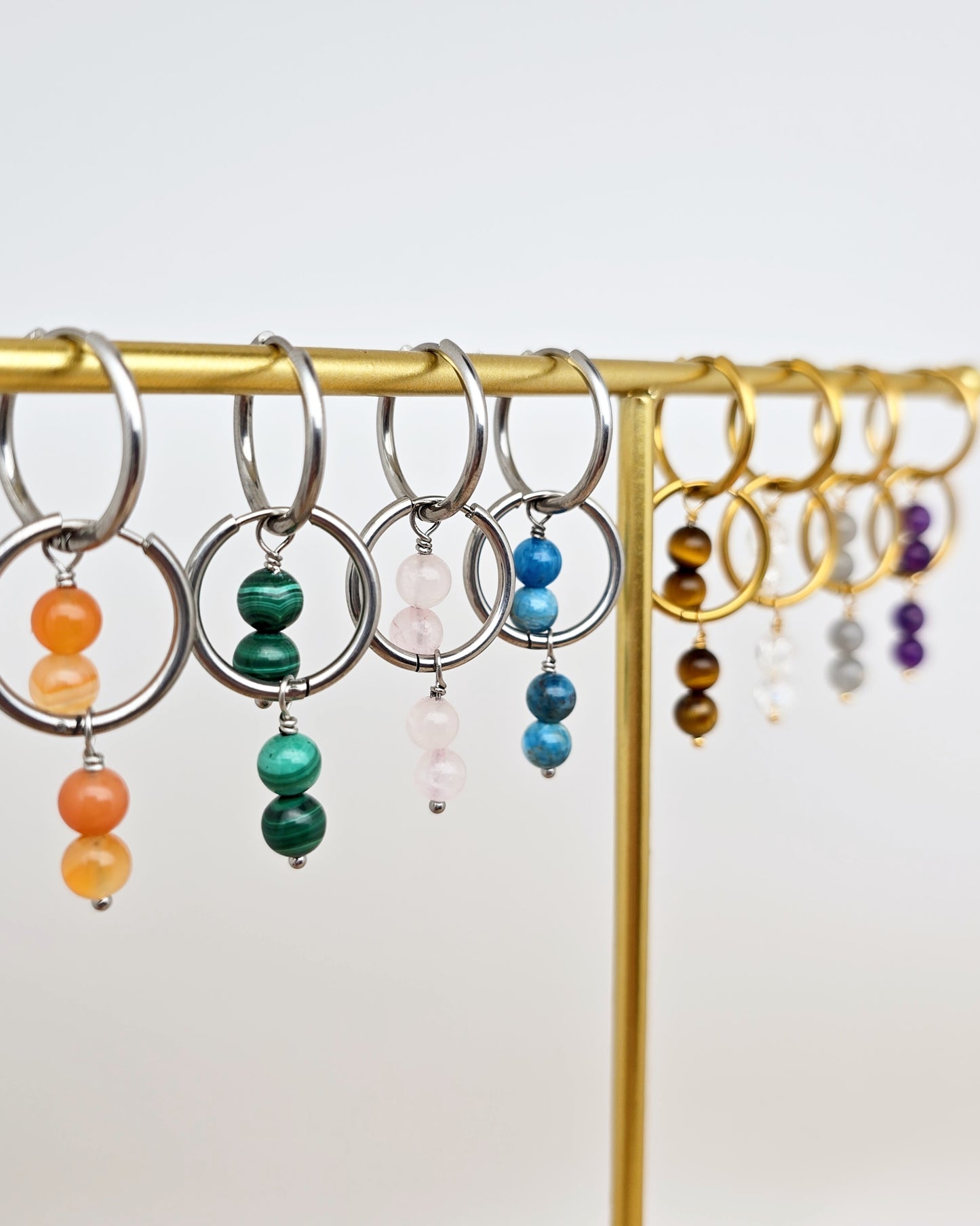 Boucles d'oreilles CASSANDRA ~ 13 pierres disponibles 🌷 doré/argenté