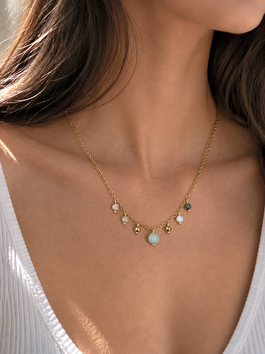 Collier HÉRA ~ 3 pierres disponibles 🌷 doré/argenté