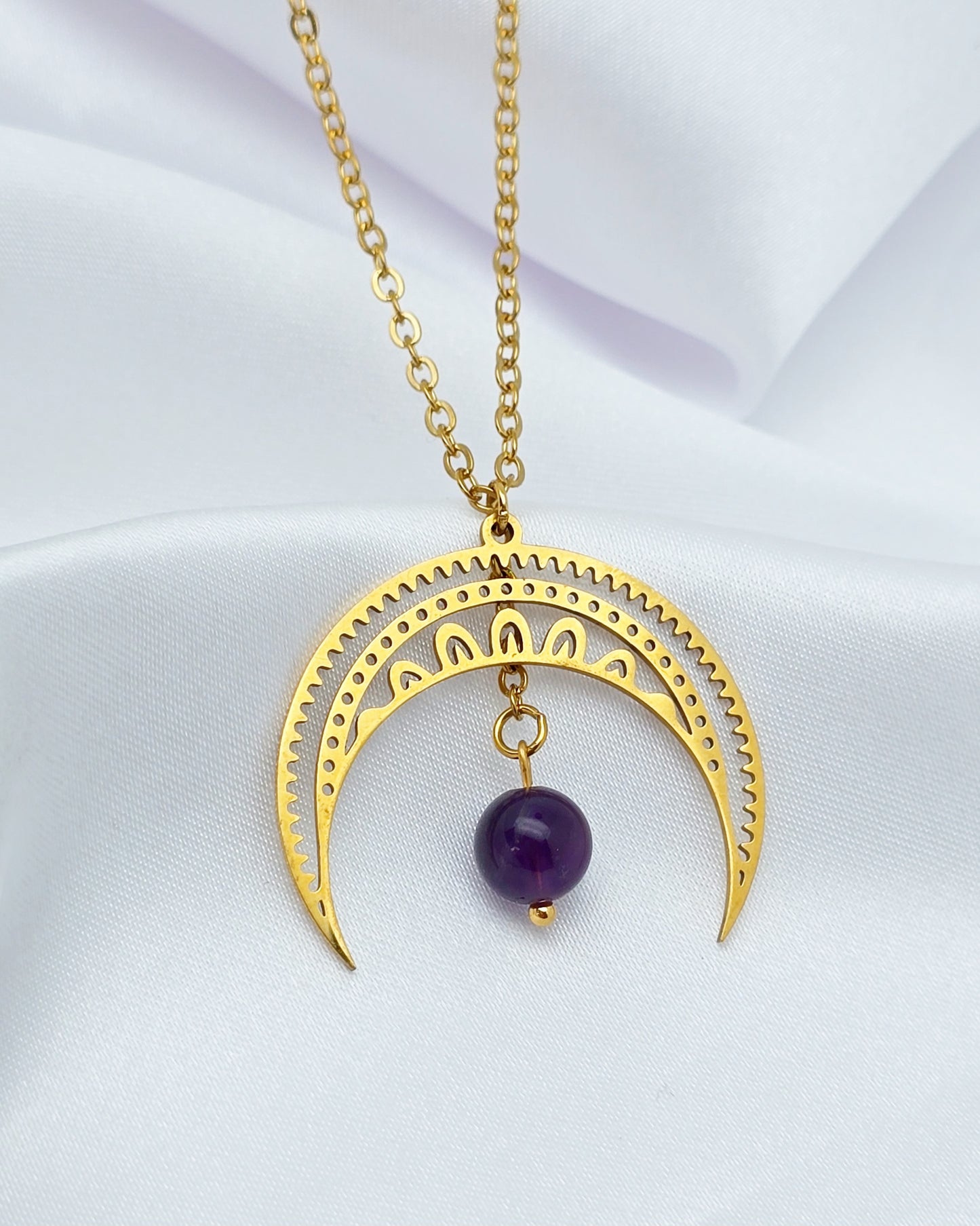 Collier LUNA ~ 4 pierres disponibles 🌷 doré/argenté