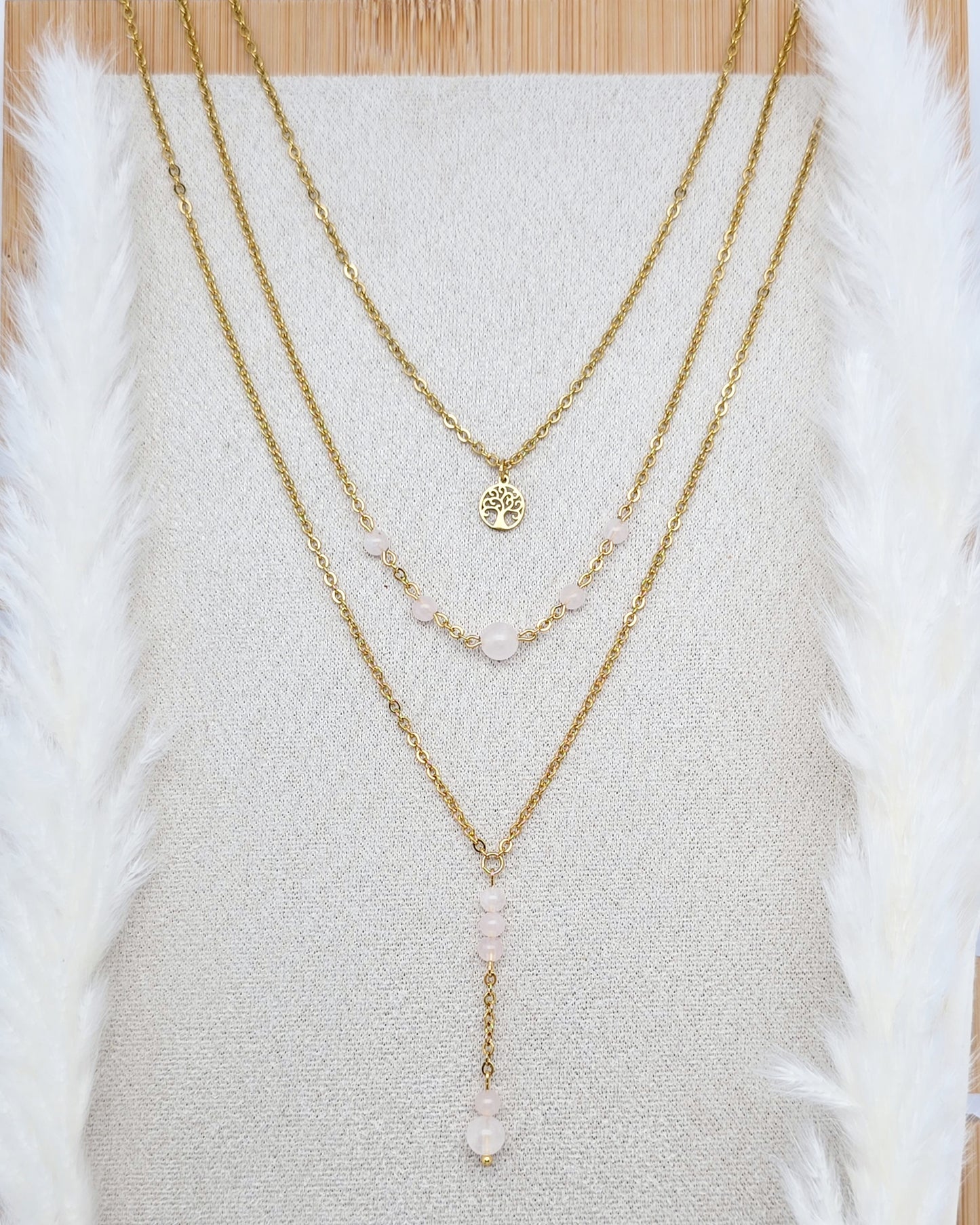 Collier CALLYOPE ~ 5 pierres disponibles 🌷 doré/argenté