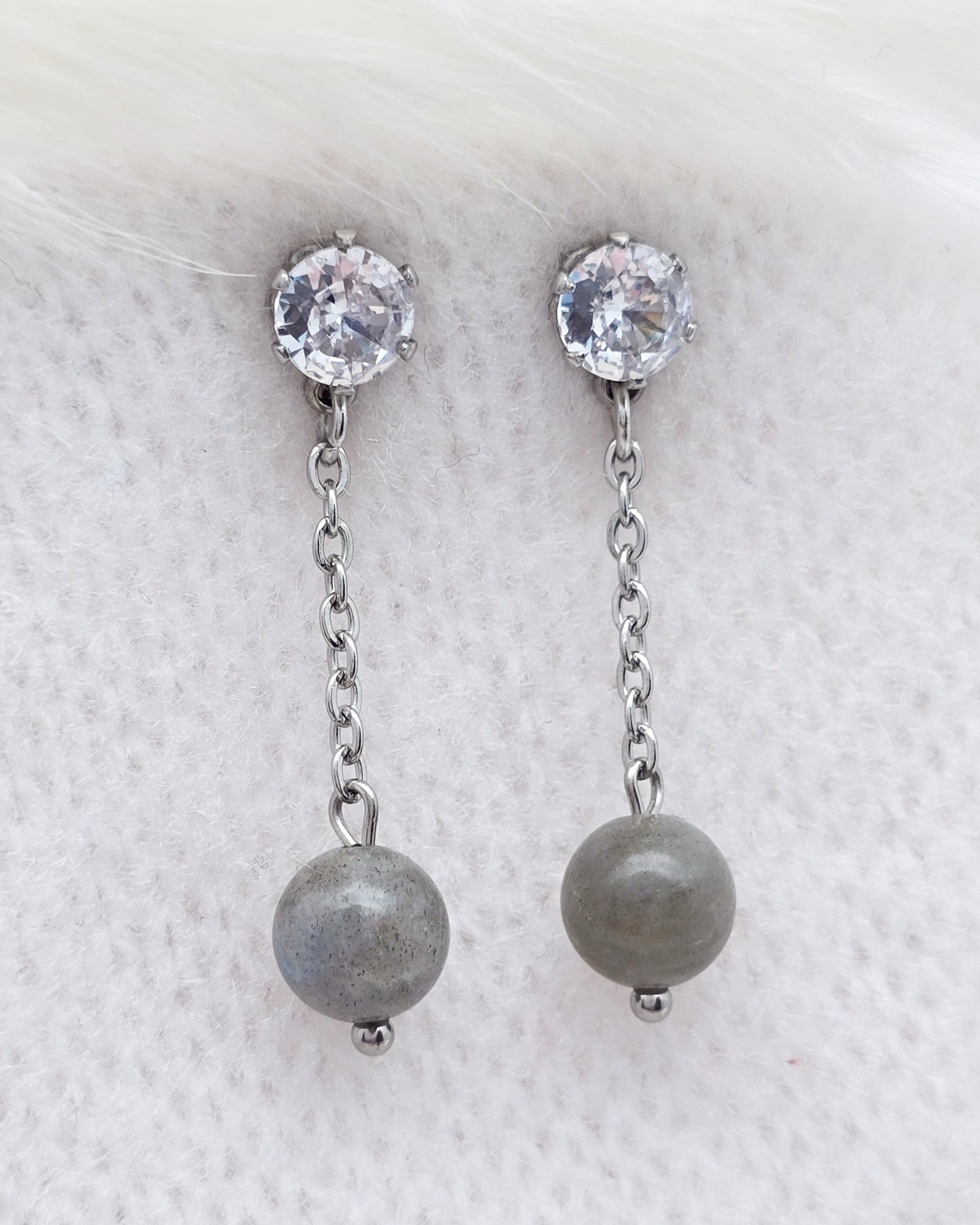 Boucles d'oreilles ALEXANDRA ~ 6 pierres disponibles 🌷 doré/argenté