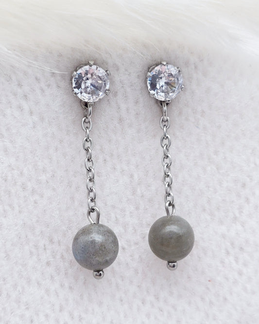 Boucles d'oreilles ALEXANDRA ~ 6 pierres disponibles 🌷 doré/argenté