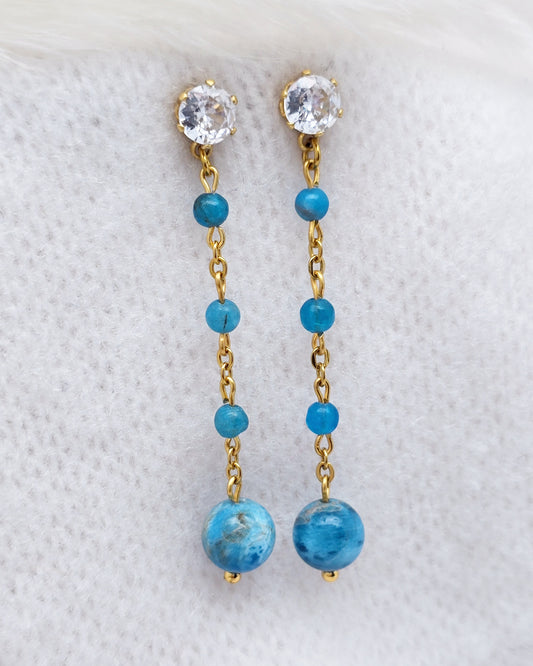 Boucles d'oreilles EURYDICE ~ 6 pierres disponibles 🌷 doré/argenté