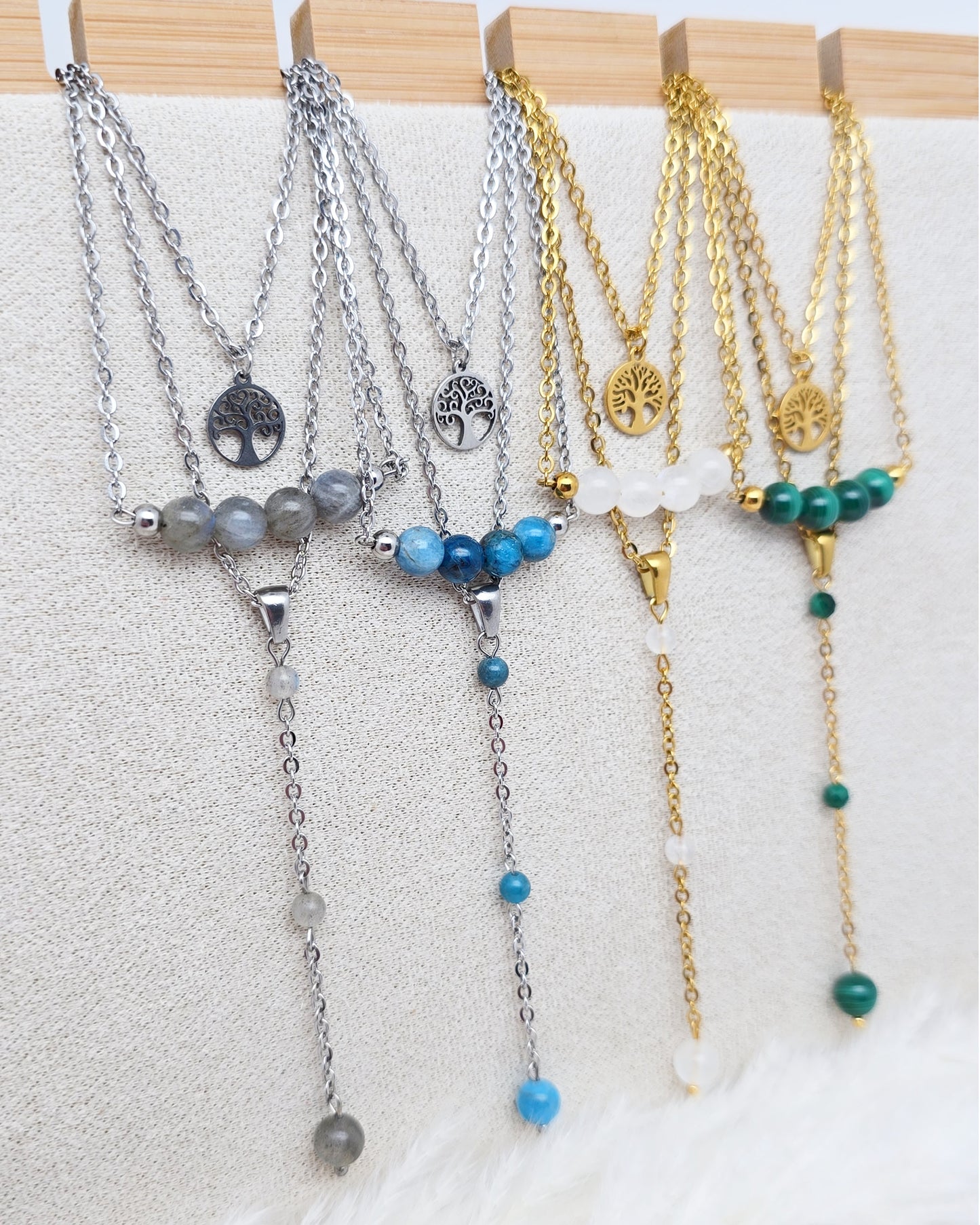 Collier NÉMÉSIS ~ 6 pierres disponibles 🌷 doré/argenté