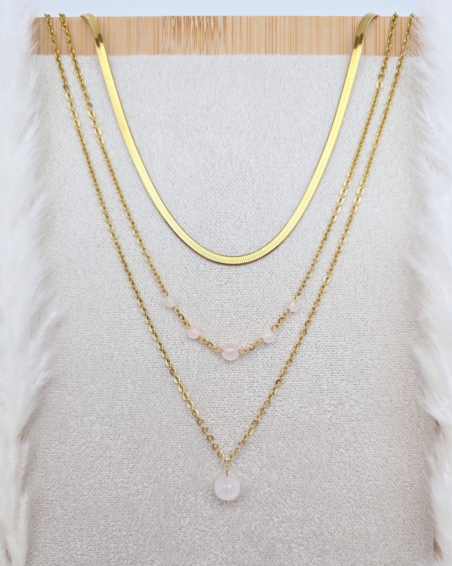 Collier HERMIONE ~ 3 pierres disponibles 🌷 doré/argenté