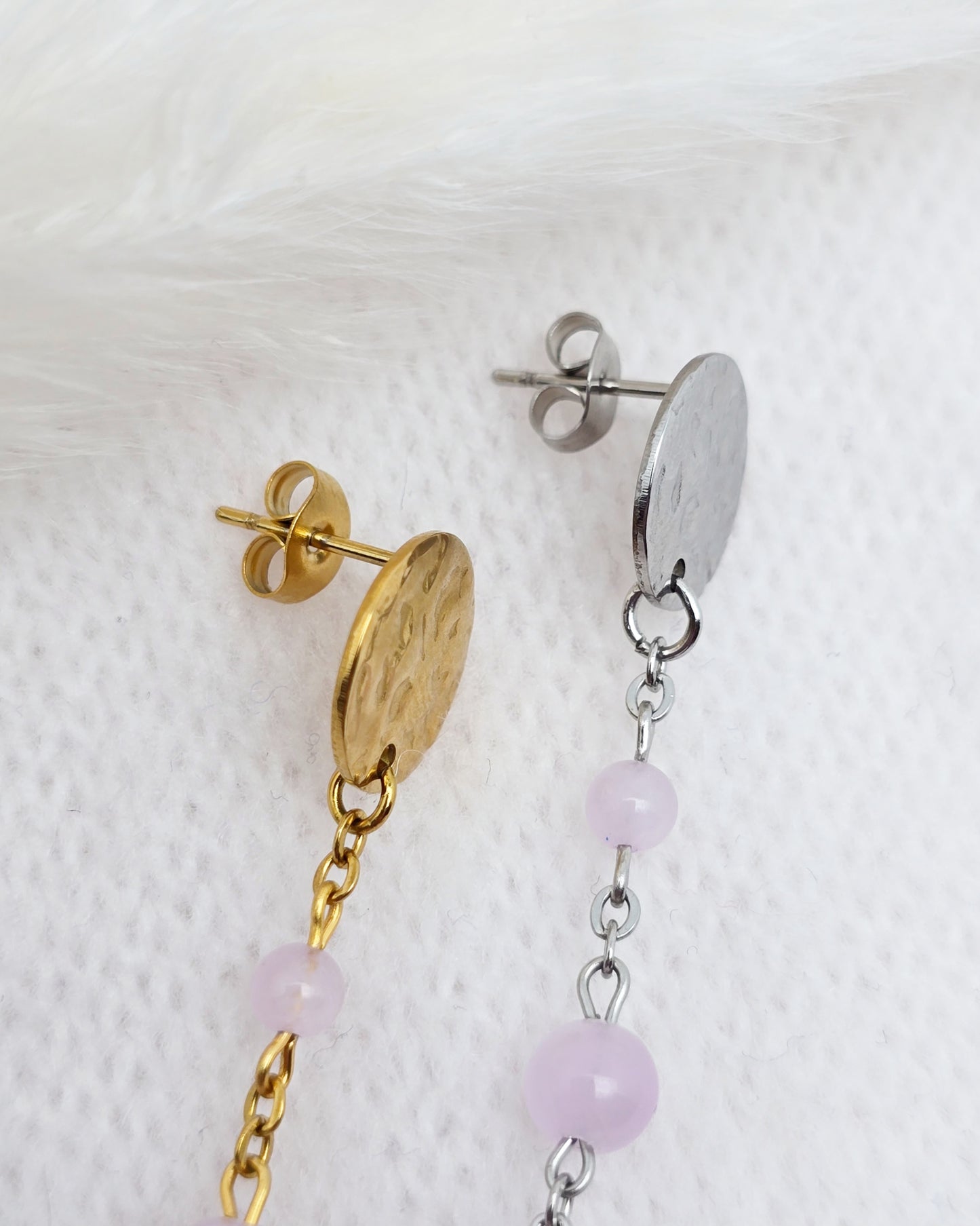 Boucles d'oreilles ATHENAÏS ~ 4 pierres disponibles 🌷 doré/argenté