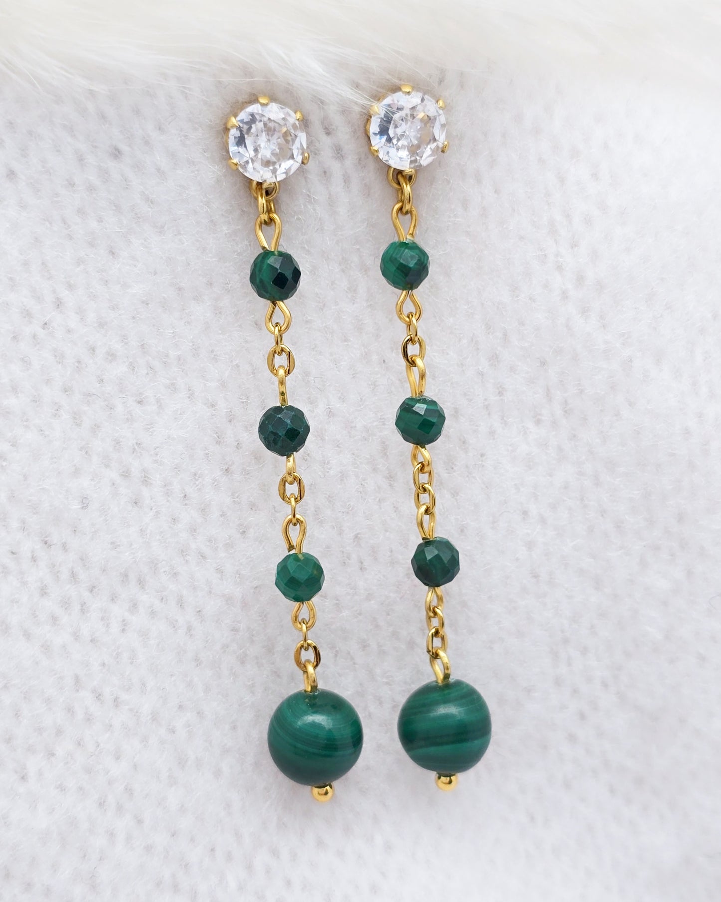 Boucles d'oreilles EURYDICE ~ 6 pierres disponibles 🌷 doré/argenté