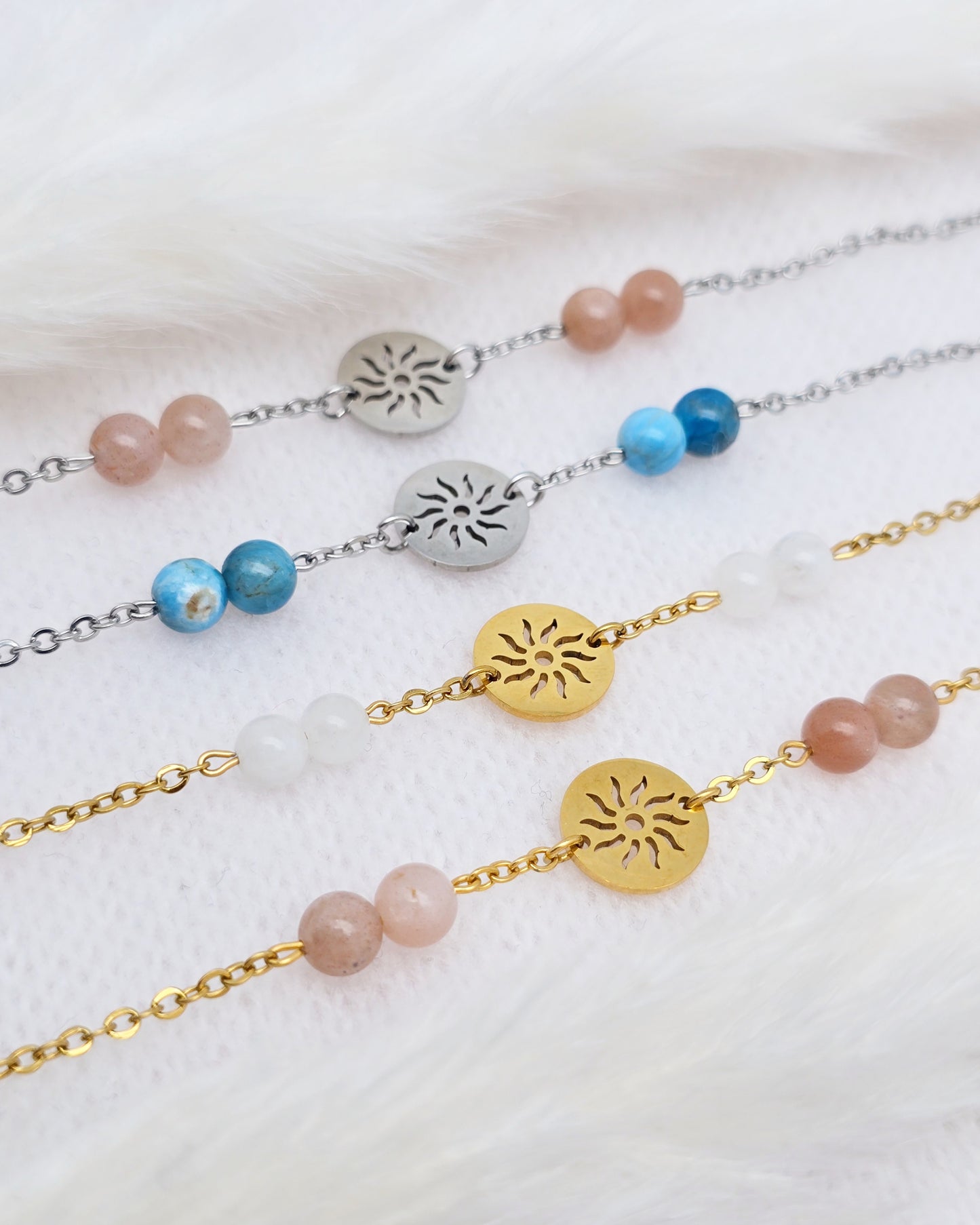 Bracelet SIBYLLE ~ 3 pierres disponibles 🌷 doré/argenté