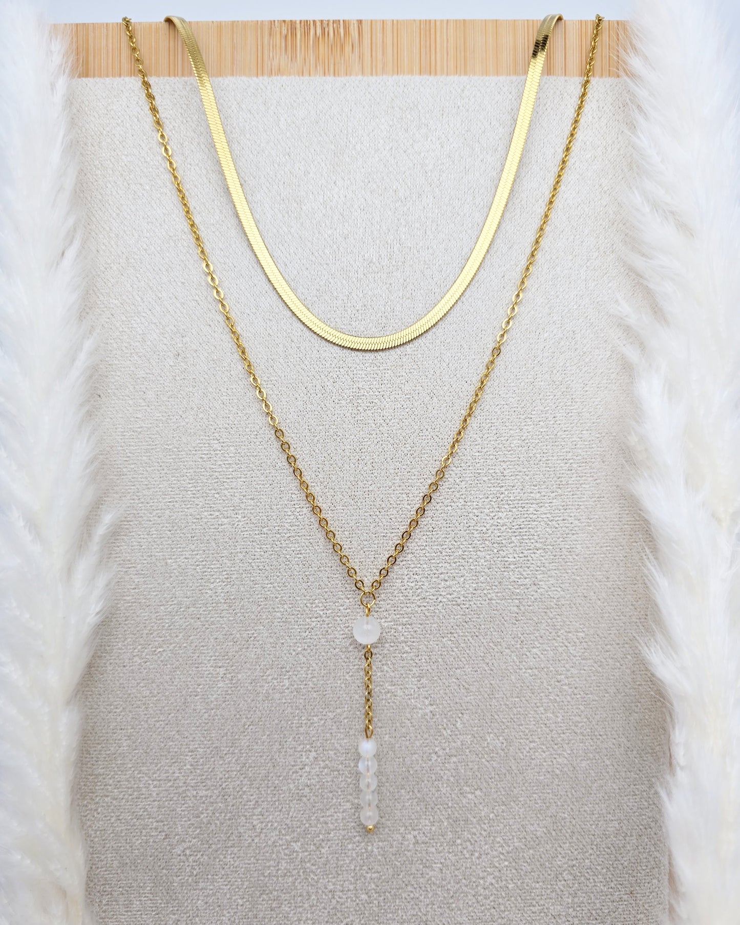 Collier DAPHNÉ ~ 3 pierres disponibles 🌷 doré/argenté