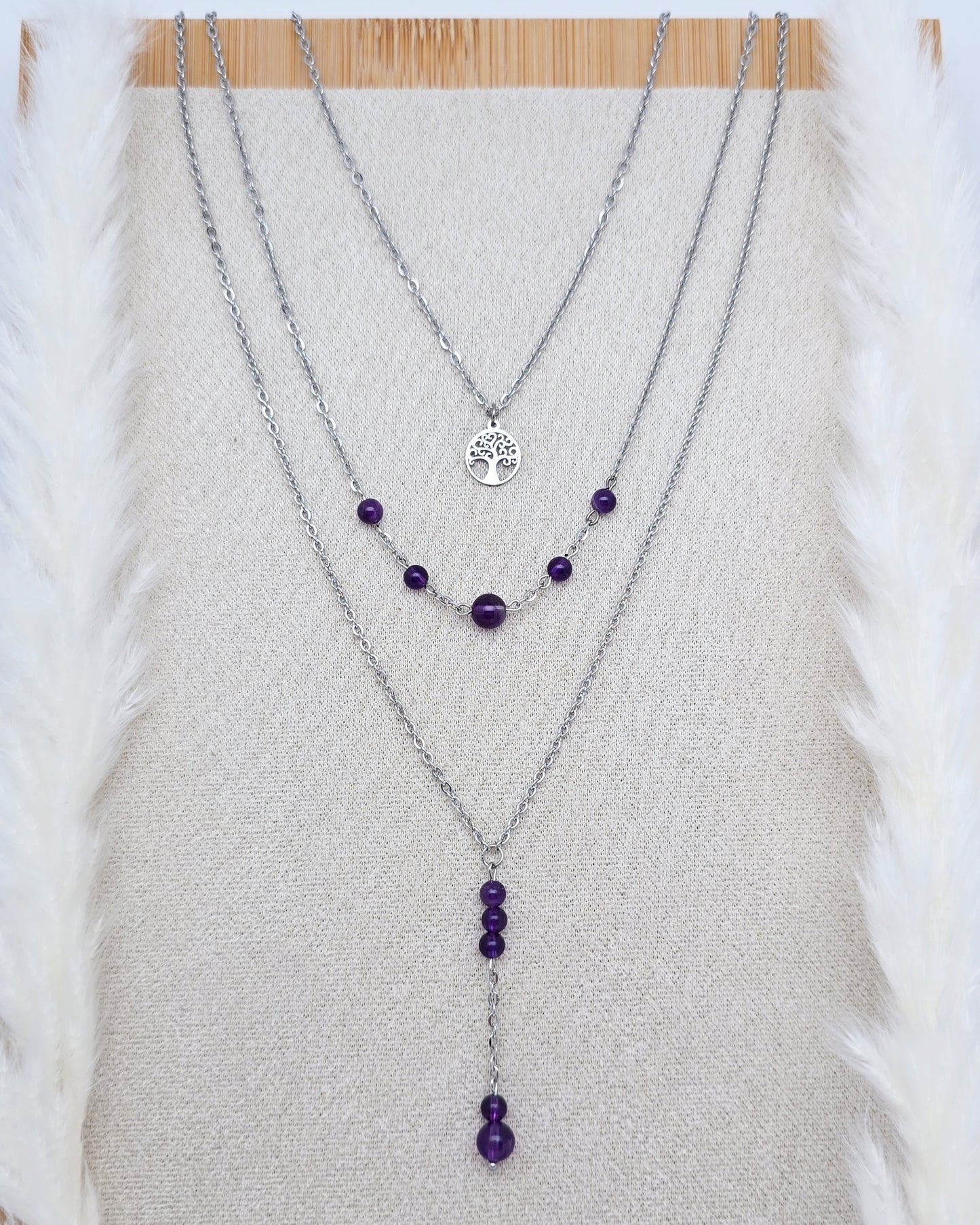 Collier CALLYOPE ~ 5 pierres disponibles 🌷 doré/argenté