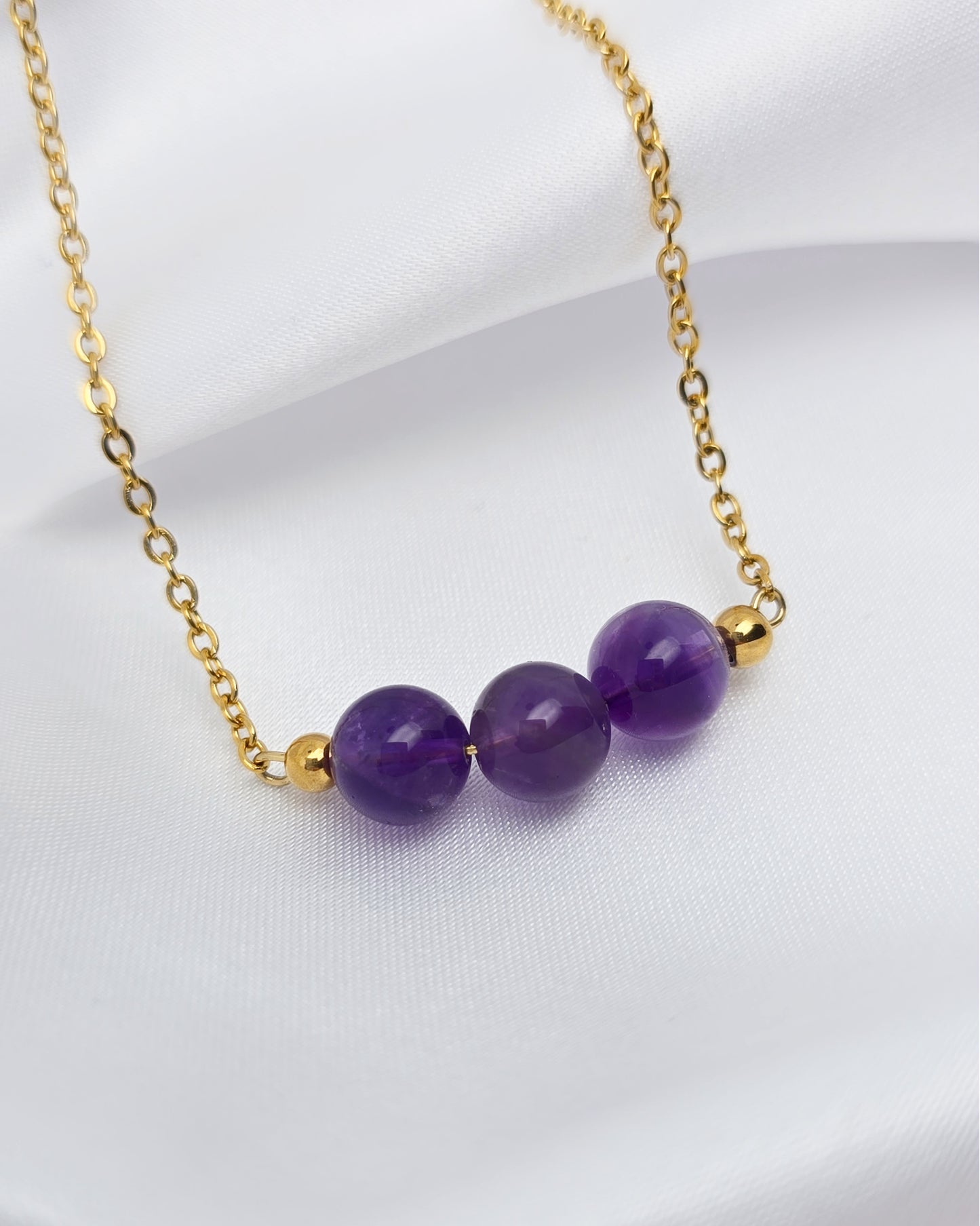 Collier ANTHÉA ~ 6 pierres disponibles 🌷 doré/argenté