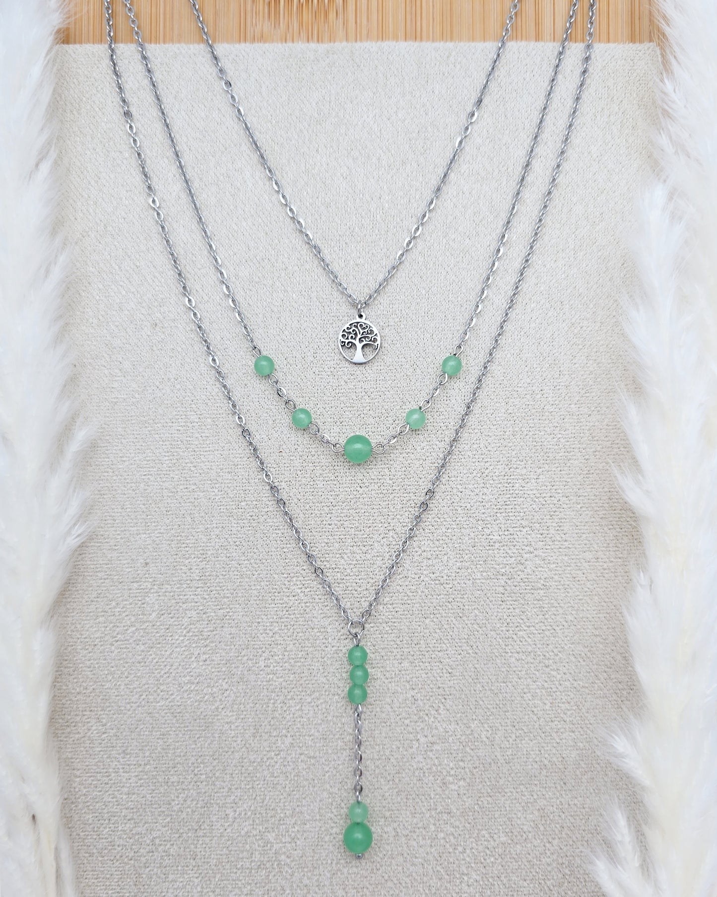 Collier CALLYOPE ~ 5 pierres disponibles 🌷 doré/argenté