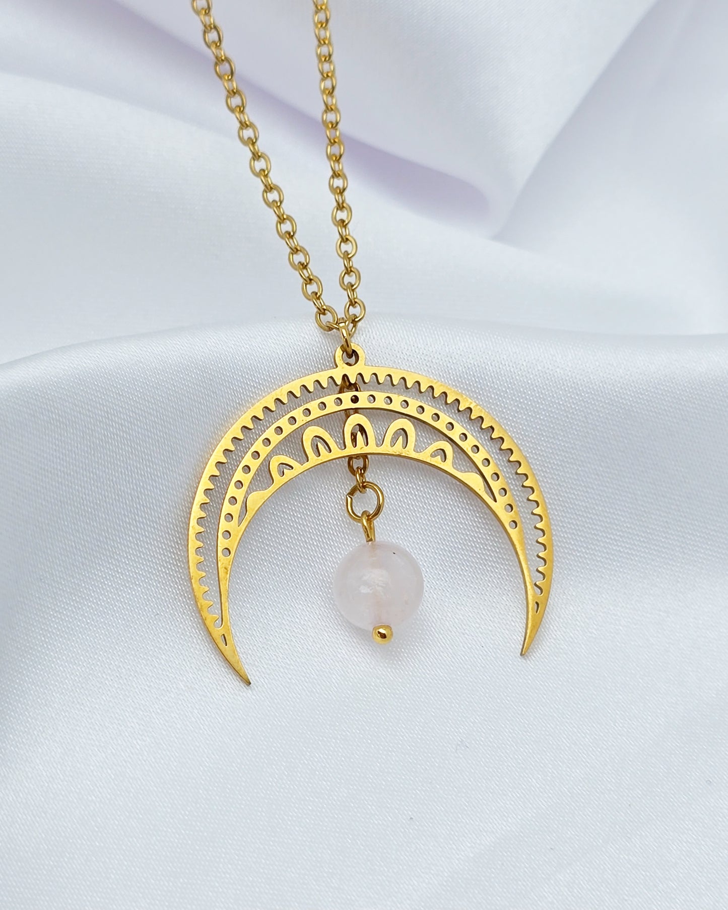 Collier LUNA ~ 4 pierres disponibles 🌷 doré/argenté