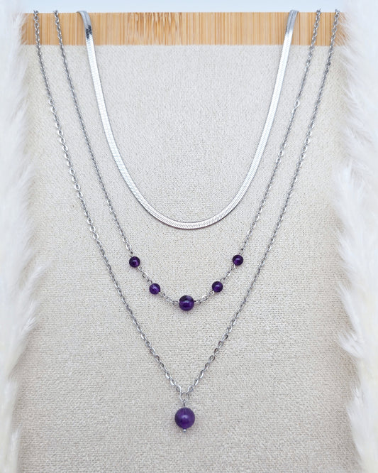 Collier HERMIONE ~ 3 pierres disponibles 🌷 doré/argenté