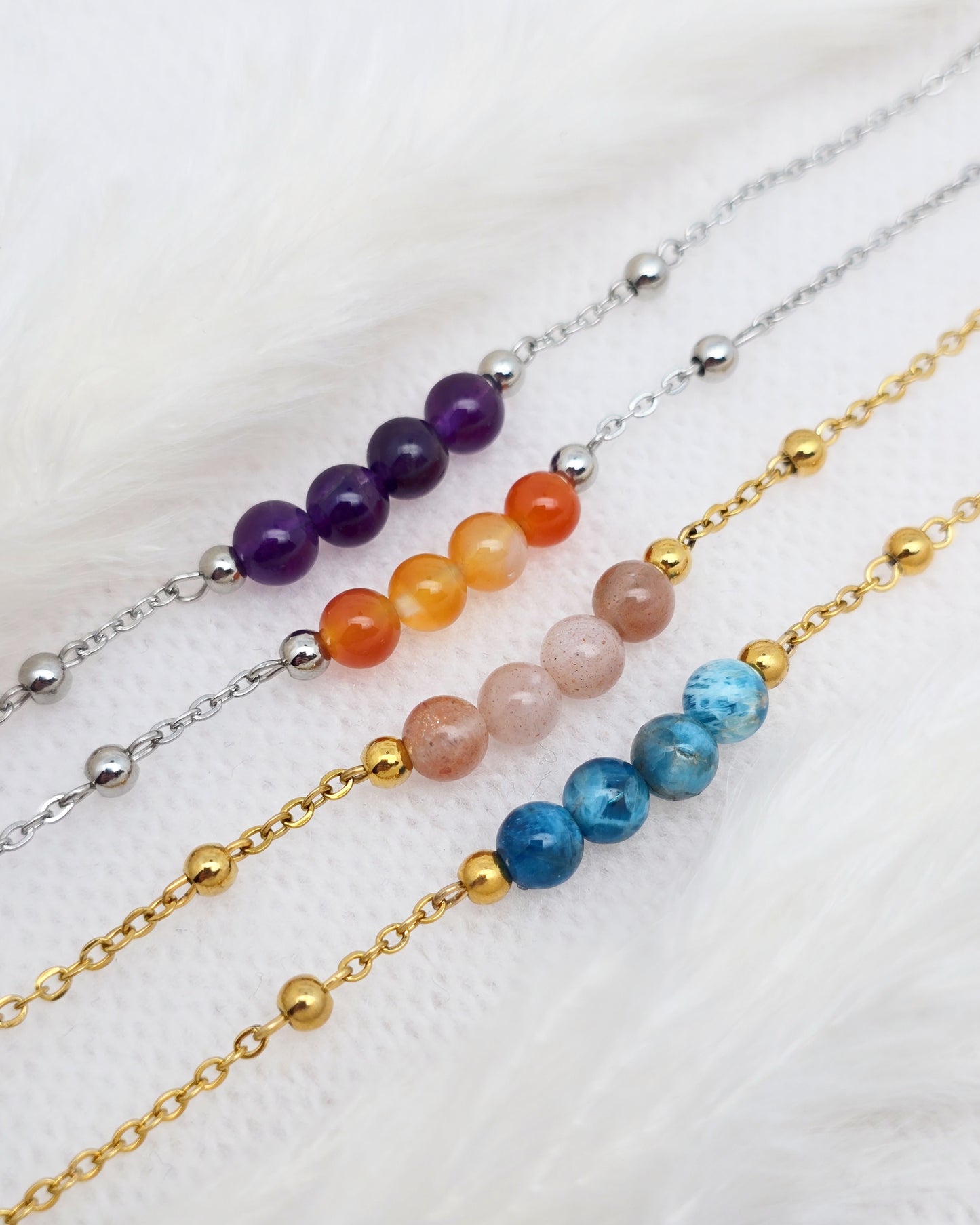 Bracelet OLYMPE ~ 7 pierres disponibles🌷 doré/argenté