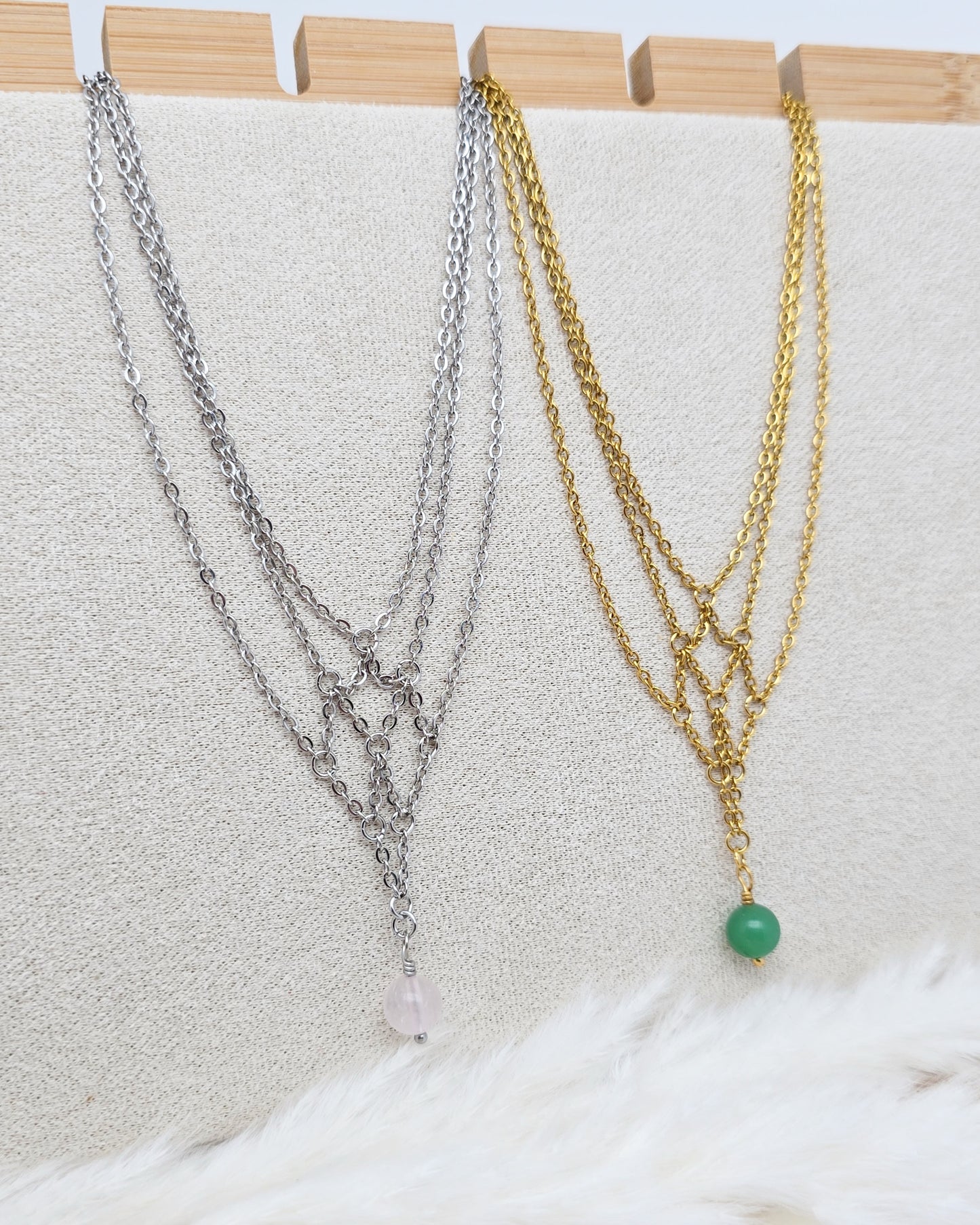 Collier INDIS ~ 4 pierres disponibles 🌷 doré/argenté