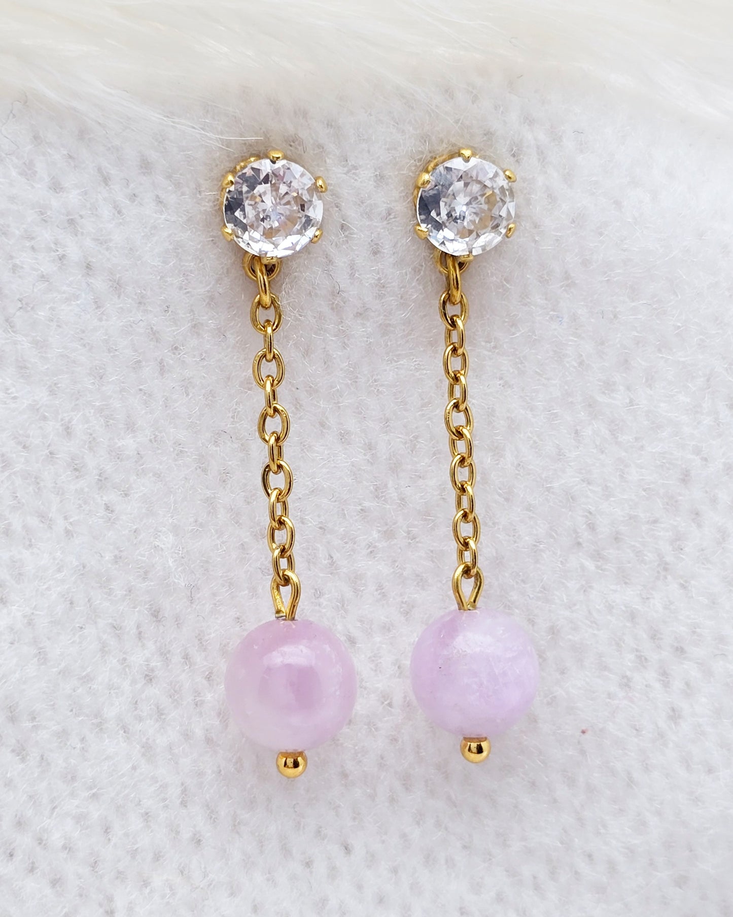 Boucles d'oreilles ALEXANDRA ~ 6 pierres disponibles 🌷 doré/argenté