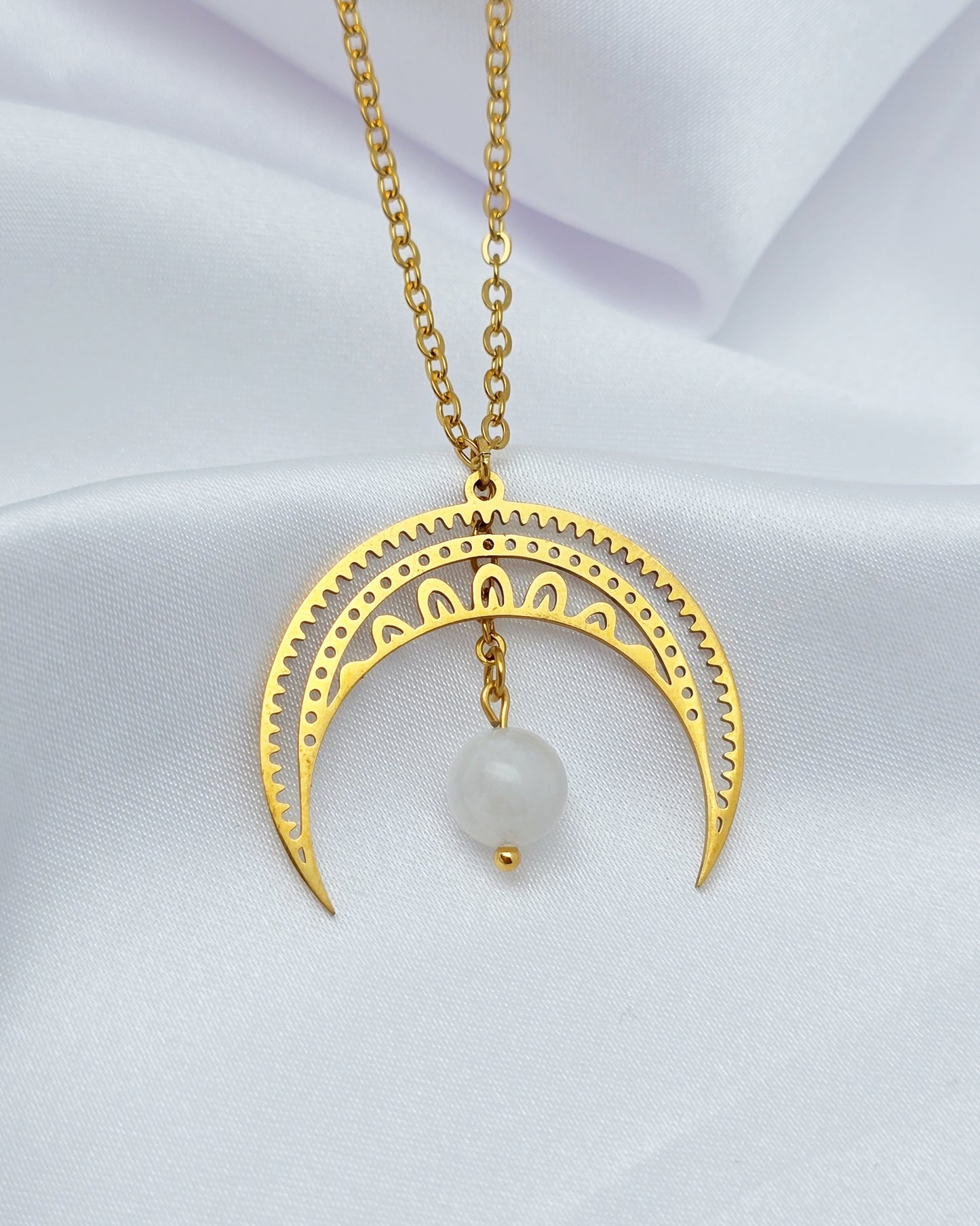 Collier LUNA ~ 4 pierres disponibles 🌷 doré/argenté