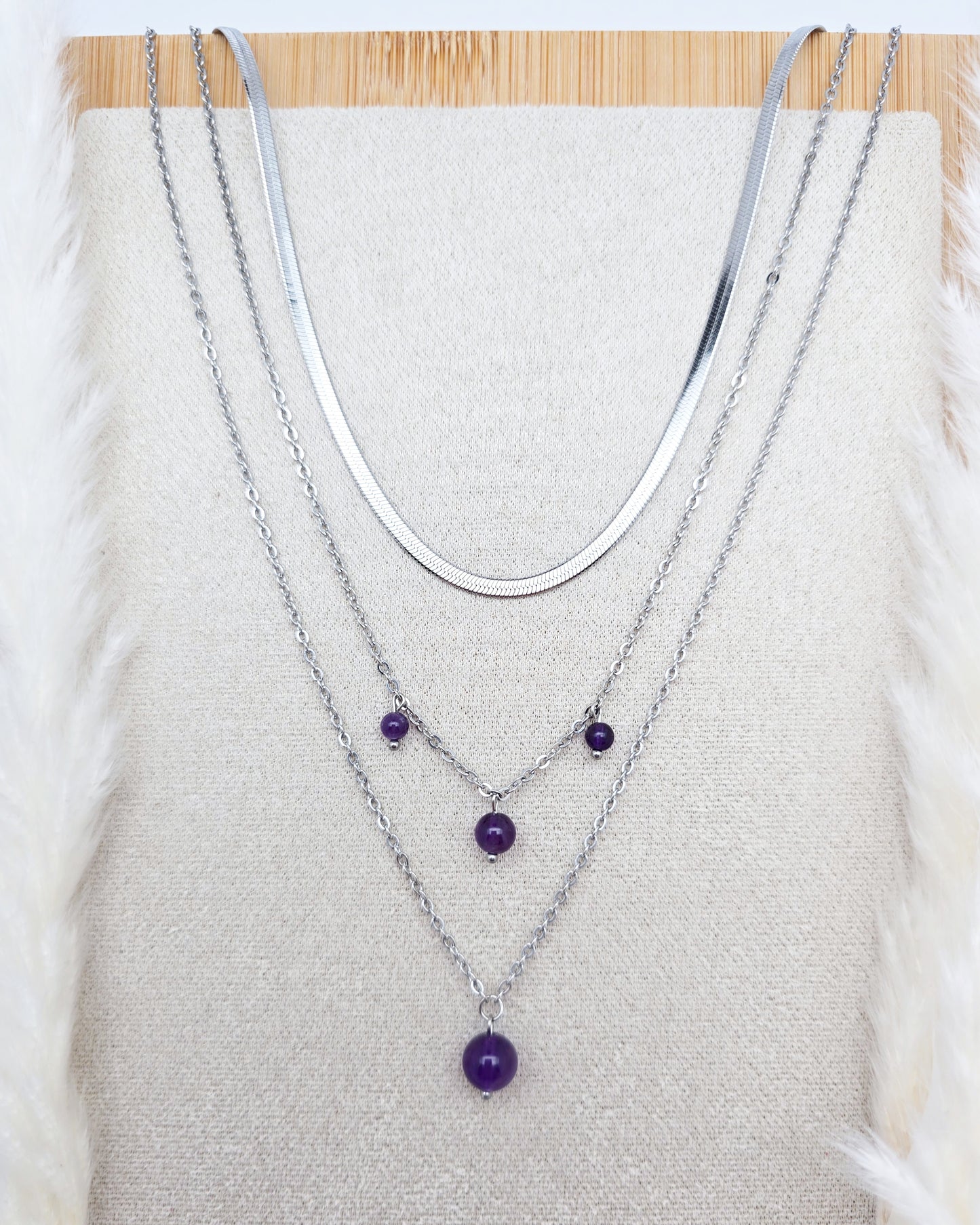 Collier DANAÉ ~ 3 pierres disponibles 🌷 doré/argenté