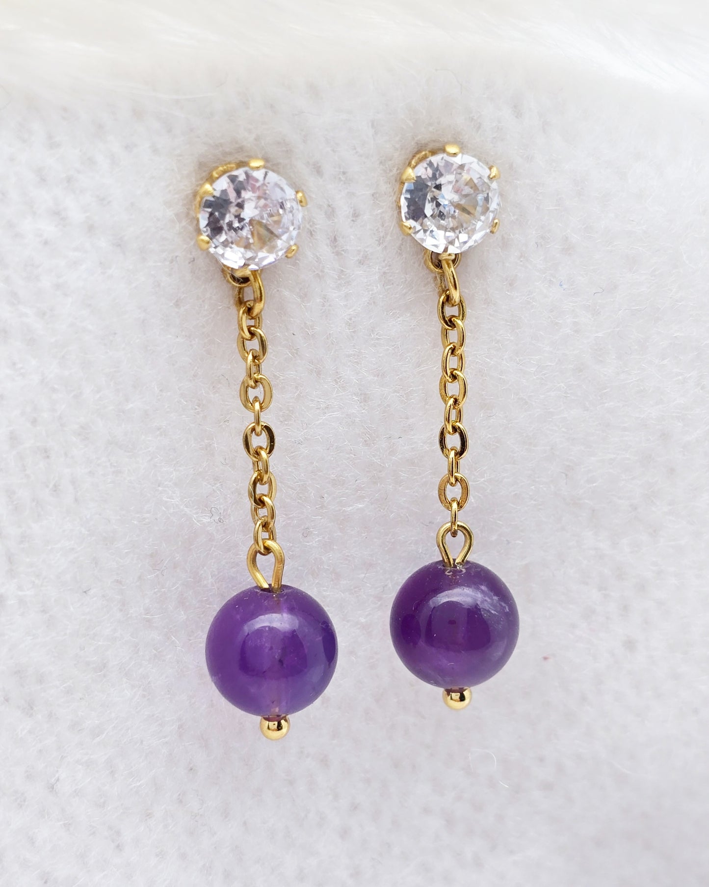 Boucles d'oreilles ALEXANDRA ~ 6 pierres disponibles 🌷 doré/argenté