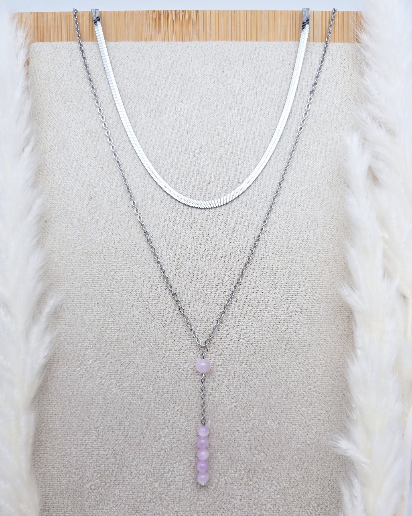 Collier DAPHNÉ ~ 3 pierres disponibles 🌷 doré/argenté