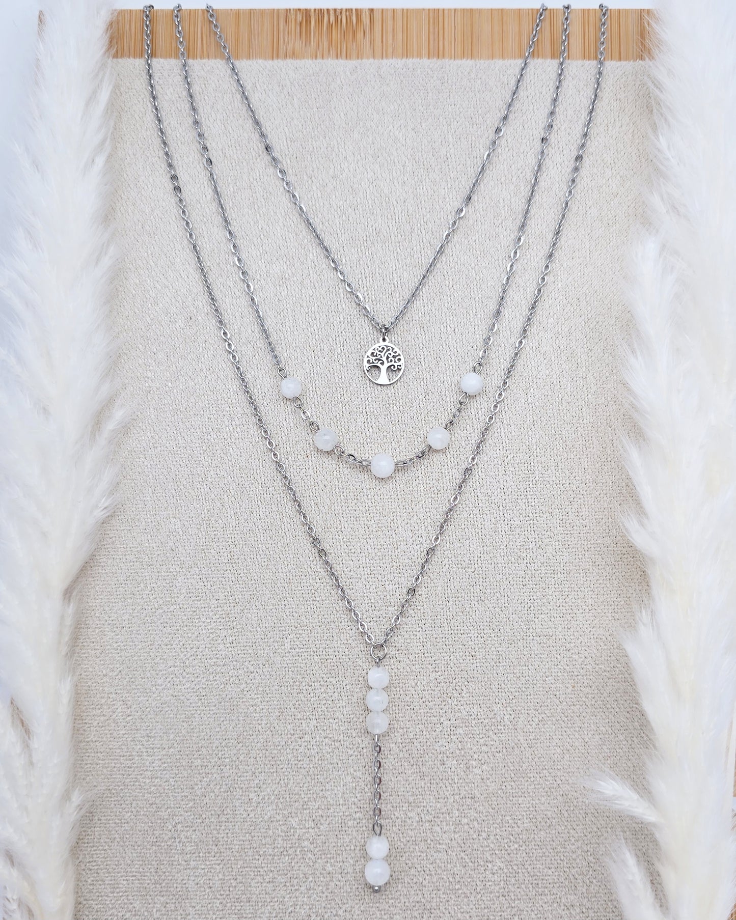 Collier CALLYOPE ~ 5 pierres disponibles 🌷 doré/argenté